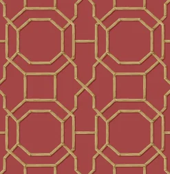 Hot Brewster 2766-21739 Rumi Red Trellis Wallpaper