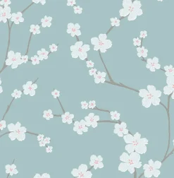 Online Brewster/ASP 2764-24324 Sakura Turquoise Floral Wallpaper