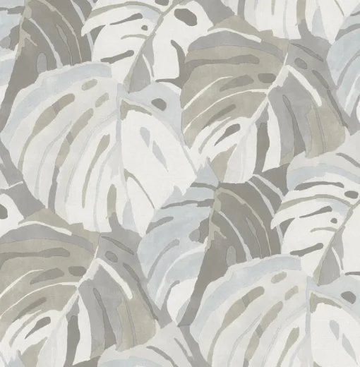 Fashion Brewster/ASP 2969-26008 Samara Stone Monstrera Leaf Wallpaper