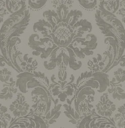 Hot Brewster/ASP 2763-87313 Shadow Grey Damask Wallpaper