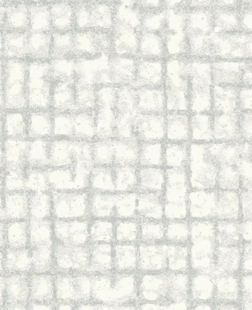 Clearance Brewster/ASP 2964-87348 Shea Light Grey Distressed Geometric Wallpaper