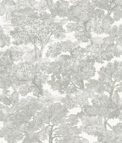 Best Brewster Spinney Grey Toile Wallpaper