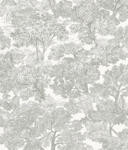 Best Brewster Spinney Grey Toile Wallpaper