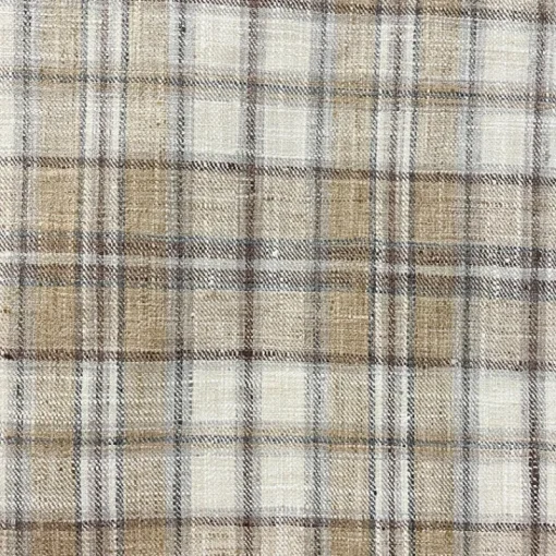 Clearance Stock/PKaufmann_inc/PK Stately Tussah Taupe Grey Cream Plaid P Kaufmann Fabric