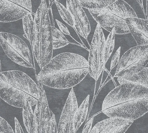 Discount Brewster 4035-37836-4 Suki Grey Leaves Wallpaper