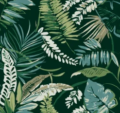 Clearance York TC2621 Dark Green Tropical Toss Wallpaper