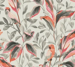 Clearance York TC2652 Gray Tropical Love Birds Wallpaper