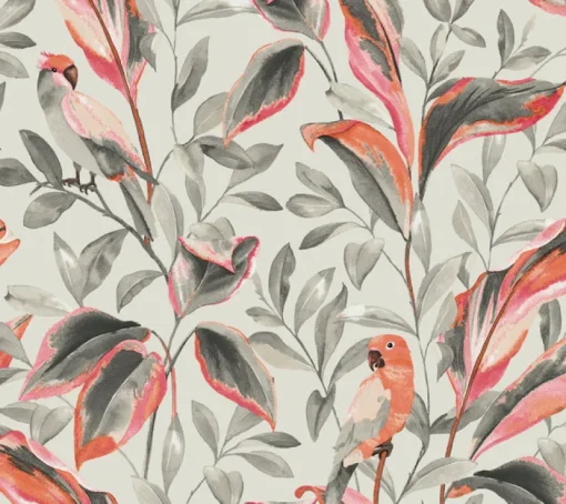 Clearance York TC2652 Gray Tropical Love Birds Wallpaper