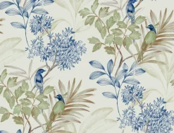 Hot York TL1928 Green/Blue Handpainted Songbird Wallpaper