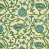 Outlet Laura Kiran Tulipvine Handprint Natural Teal Jade Fabric
