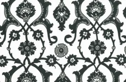 Clearance Laura Kiran Turkish Tile Print Jet White Fabric