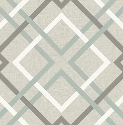 Clearance Brewster 2766-22649 Tuvalu Taupe Plaid Wallpaper