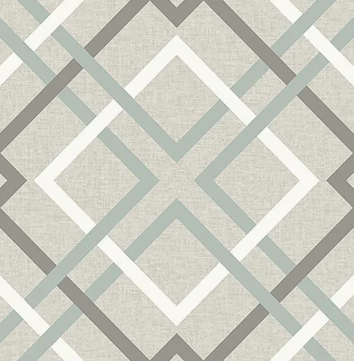 Clearance Brewster 2766-22649 Tuvalu Taupe Plaid Wallpaper