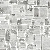New Brewster 3119-13081 Underwood Black Vintage Newspaper Wallpaper