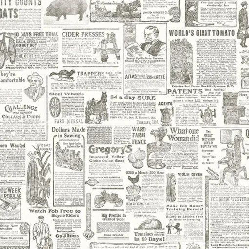 Hot Brewster 3119-13082 Underwood Taupe Vintage Newspaper Wallpaper