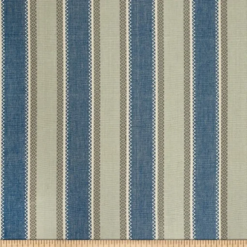 New Laura Kiran Valencia Stripe Blue Aqua Fabric