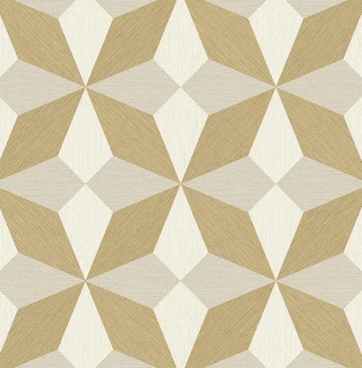 Sale Brewster 2896-25302 Valiant Gold Faux Grasscloth Mosaic Wallpaper