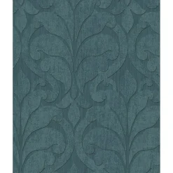 Clearance Brewster 376003 Vallon Teal Damask Wallpaper