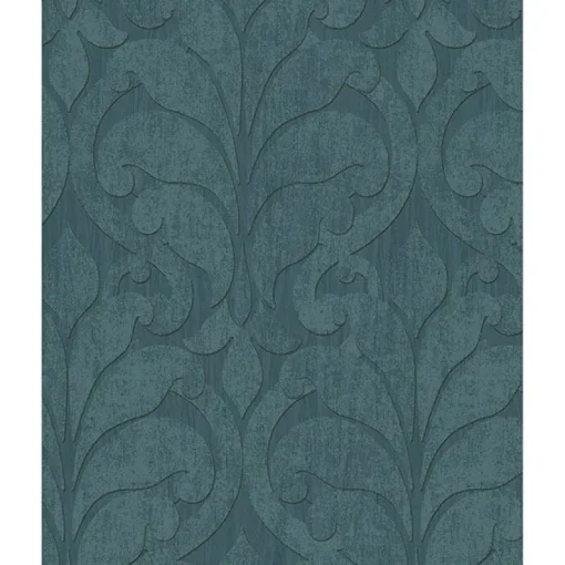 Clearance Brewster 376003 Vallon Teal Damask Wallpaper