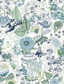 Hot Brewster/ASP 2821-12804 Whimsy Blue Fauna Wallpaper