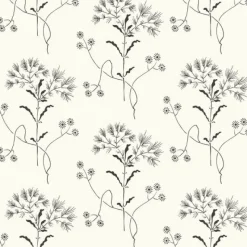 Discount York Wildflower Black on White Magnolia Home Vol. II Wallpaper