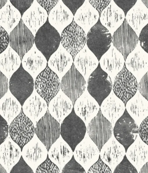 Fashion York Woodblock Print Black/White Magnolia Home Vol. II Wallpaper