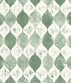 New York Woodblock Print Forest Green Magnolia Home Vol. II Wallpaper