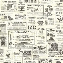Brewster 3123-64271 Adamstown Cream Newspaper Classifieds Wallpaper