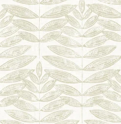 Brewster/ASP 2821-25100 Akira Beige Leaf Wallpaper