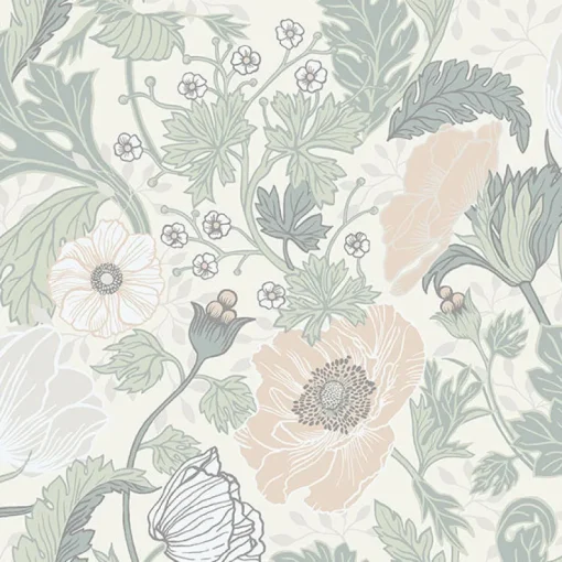 Brewster/ASP 2948-33000 Anemone Light Grey Floral Wallpaper