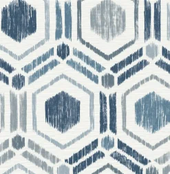 Brewster/ASP 2901-25433 Borneo Blue Geometric Grasscloth Wallpaper