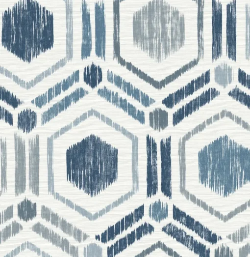 Brewster/ASP 2901-25433 Borneo Blue Geometric Grasscloth Wallpaper