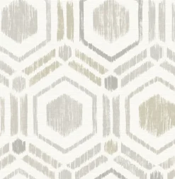 Brewster/ASP 2901-25434 Borneo Light Grey Geometric Grasscloth Wallpaper