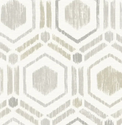 Brewster/ASP 2901-25434 Borneo Light Grey Geometric Grasscloth Wallpaper