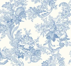 Brewster/ASP 2927-81602 Carmel Light Blue Baroque Florals Wallpaper