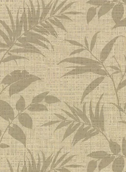 Brewster 2921-50806 Chandler Khaki Botanical Faux Grasscloth Wallpaper