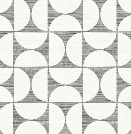 Brewster 2904-25672 Deedee Black Geometric Faux Grasscloth Wallpaper