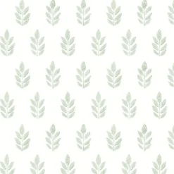 Brewster 3122-11304 Ervic Green Leaf Block Print Wallpaper