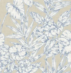 Brewster/ASP 2744-24107 Fiji Navy Floral Wallpaper