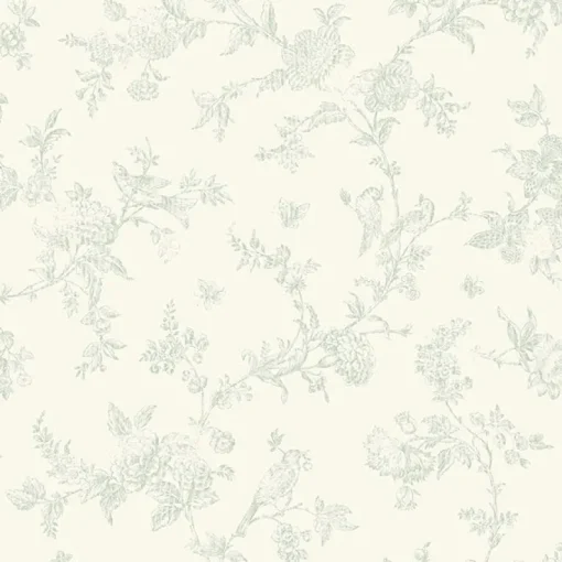 Brewster 3119-02194 French Nightingale Sage Floral Scroll Wallpaper