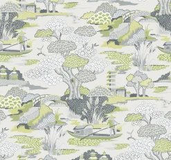 Brewster/ASP 2901-87508 Joy De Vie Green Toile Wallpaper