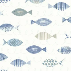 Brewster 3120-12043 Key West Blue Sea Fish Wallpaper