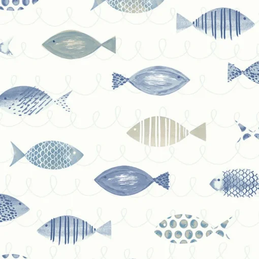 Brewster 3120-12043 Key West Blue Sea Fish Wallpaper