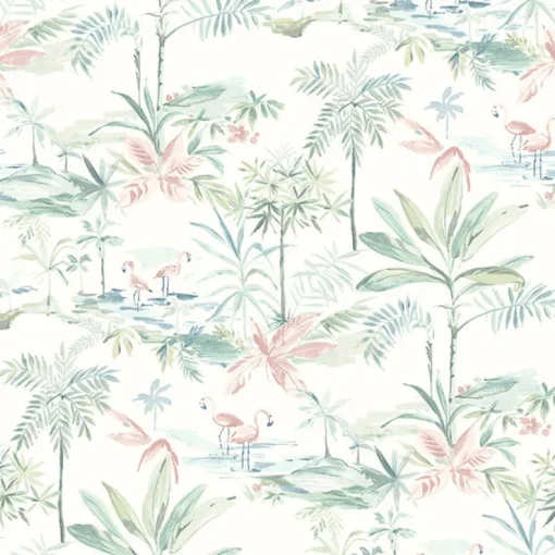 Brewster 3120-12075 Lagoon Teal Scenic Island Wallpaper