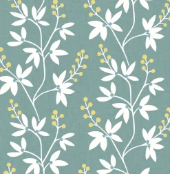Brewster/ASP 2901-25440 Linnea Elsa Teal Botanical Trail Wallpaper
