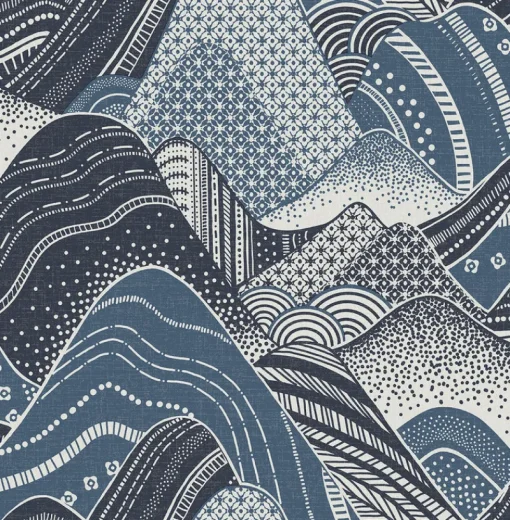 Brewster/ASP 2764-24333 Meru Navy Mountain Wallpaper
