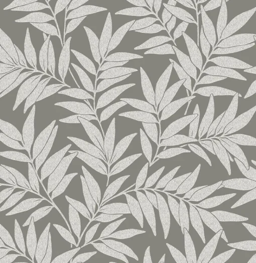 Brewster/ASP 2970-26123 Morris Dark Grey Leaf Wallpaper