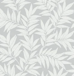 Brewster/ASP 2970-26124 Morris Light Grey Leaf Wallpaper
