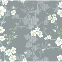 Brewster/ASP 2973-90108 Nicolette Grey Floral Trail Wallpaper