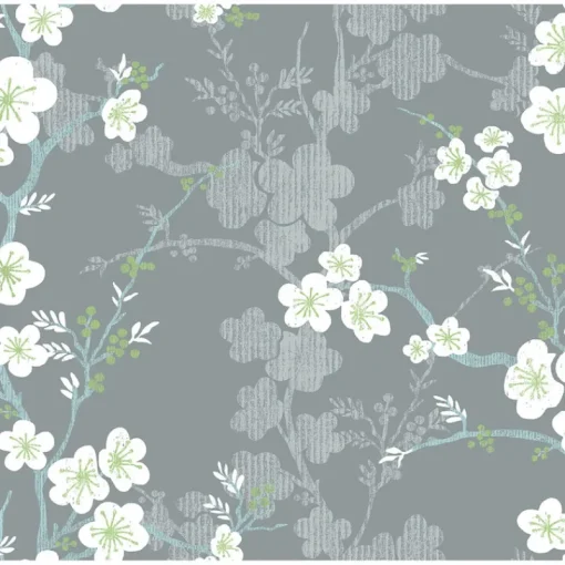 Brewster/ASP 2973-90108 Nicolette Grey Floral Trail Wallpaper